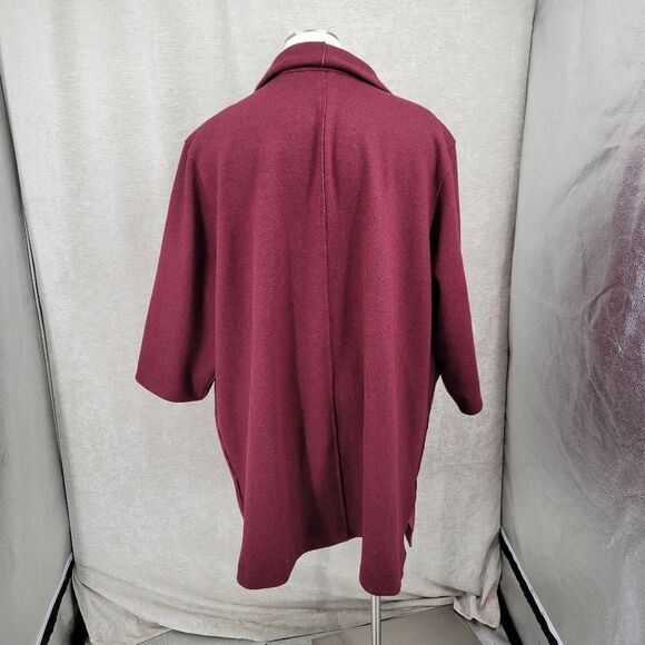 Woman Within Wool Blend Shawl Collar Coat Maroon Dressy Women's Plus Size 4X - Picture 8 of 13